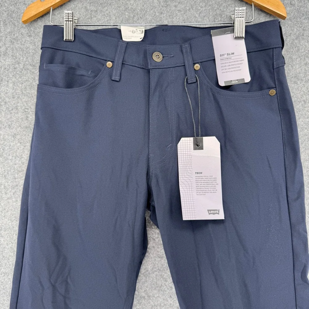 Levi's 511 Slim Tech Pants Mens 31x28 Navy Blue A92130011 Engineered Movement